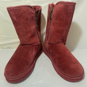 Lamo Juniper Burgundy Berry Suede Fur Boots